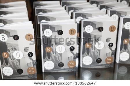 NEW YORK - MAY 14: Books on display at Eric Fischl\'s \'Bad Boy\' Book Launch Celebration at Mary Boone Gallery on Fifth Avenue on May 14, 2013 in New York City.