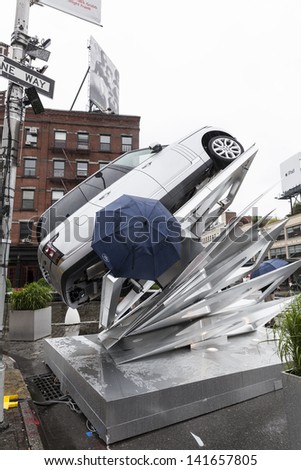 NEW YORK - JUNE 07: Land Rover & Architectural Digest Unveil One-Of-A-Kind Art Installation Inspired by 2013 Range Rover Aluminum Structure on June 07, 2013 in Meatpacking district of Manhattan in NYC