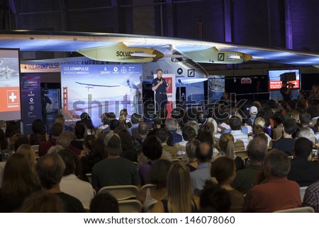 NEW YORK - JULY 13: Andre Borschberg attends celebration of complition flight across America by Solar Impulse plane at John F. Kennedy airport on July 13, 2013 in New York City.
