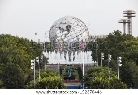 NEW YORK - AUGUST 31: View of Flushing Meadows-Corona Park Unisphere on August 31, 2013 in Queens New York
