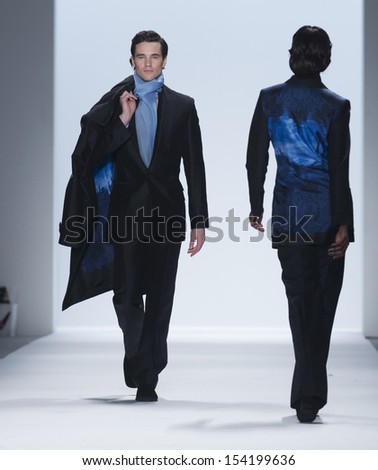 NEW YORK - SEPTEMBER 10: Dancer Cory Stearns walks on runway during Spring/Summer 2014 Fashion week for collection by Zang Toi at Lincoln Center on September 10, 2013 in New York City