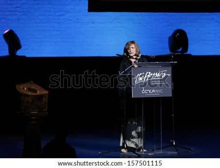 NEW YORK - OCTOBER 07: Nancy Reynolds speaks on stage at the 2013 Bessies Awards at The Apollo Theater on October 7, 2013 in New York City