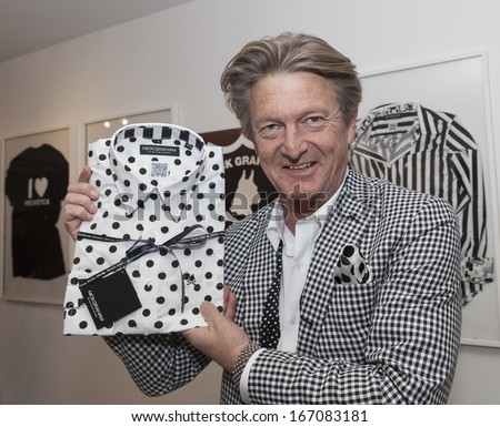 NEW YORK - DECEMBER 12: Designer Nick Graham shows designer shirt at Nick Graham pop-up shop at the Paul Kasmin Store in Chelsea on December 10, 2013 in New York City.