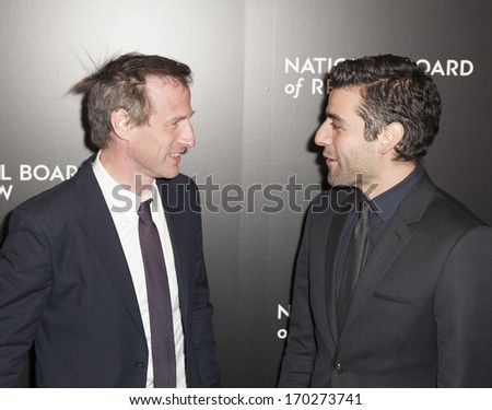 NEW YORK - JANUARY 07: Oscar Isaak, Spike Jonze (R-L) attend the 2014 National Board Of Review Awards Gala at Cipriani 42nd Street on January 7, 2014 in New York City.