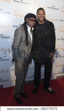 NEW YORK, NY - MARCH 06, 2014: Michael Strahan and Nile Rodgers attend the We Are Family Foundation 2014 Gala at Hammerstein Ballroom presented by Girard-Perregaux