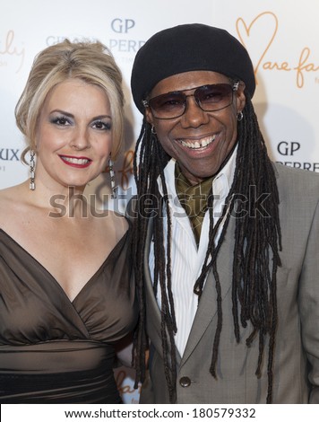 NEW YORK, NY - MARCH 06, 2014: Nancy Hunt and Nile Rodgers attend the We Are Family Foundation 2014 Gala at Hammerstein Ballroom presented by Girard-Perregaux