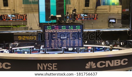 NEW YORK, NY - FEBRUARY 14, 2014: View of the trading floor of New York Stock Exchange