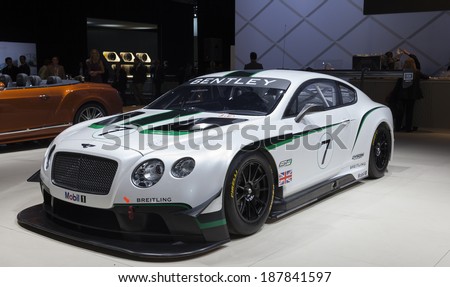 New York, NY - APRIL 16, 2014: Exterior design of Bentley Motors motorsport car edition 2015 on display at New York International Auto Show