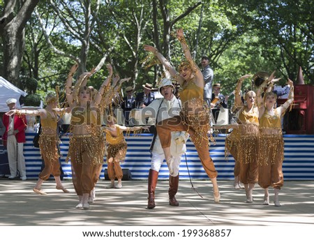 New York, USA - June 15, 2014: Gregory Moore, Dreamland Follies, Dreamland Orchestra & Michael Arenella perform at Jazz Era Lawn Party by Michael Arenella and Dreamland Orchestra on Governor's Island