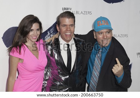 NEW YORK, NY USA - JUNE 23, 2014: Perez Hilton, Benjy Bronk and guest attends Logo TV\'s \'Trailblazers\' at the Cathedral of St. John the Divine