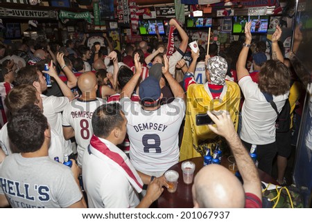 New York, NY USA - JUNE 26: Atmosphere during group match between USA and Germany in World Cup inside Legends sport bar both teams advanced to second round of World Cup