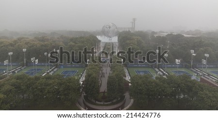 NEW YORK, NY - AUGUST 31, 2014: Heavy rain and severe weather pounded at US Open tennis tournament in Flushing Meadows USTA Tennis Center
