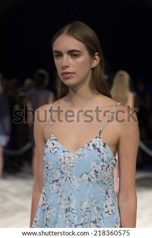 New York, NY - September 5, 2014: Model shows off dress by Charlotte Ronson collection at Spring/Summer 2015 Fashion week in Lincoln Center