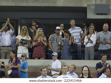 NEW YORK, NY - SEPTEMBER 2, 2014: Alexa Chung, Elsa Hosk, Constance Jablonski, Brad Richards, Rechelle Jenkins attend match between Roger Federer & Bautista Agut at US Open in Queens, NY
