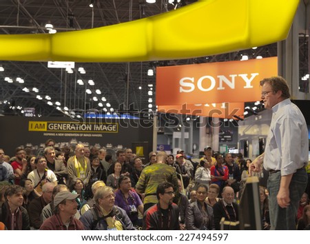 NEW YORK, NY - November 1, 2014: Joe McNally gives talk in Nikon booth at Photoplus expo organized by Photo District News at Javits Convention Center