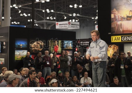 NEW YORK, NY - November 1, 2014: Joe McNally gives talk in Nikon booth at Photoplus expo organized by Photo District News at Javits Convention Center