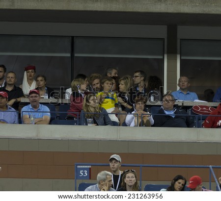 NEW YORK, NY - AUGUST 29, 2014: Will ferrell and family attend 2nd round match between Maria Sharapova of Russia and Sabine Lisicki of Germany at US Open tennis tournament in Flushing Meadows Queens