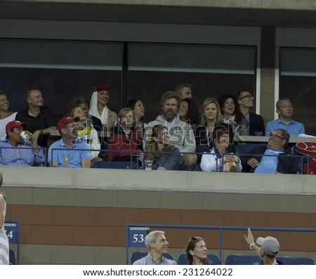 NEW YORK, NY - AUGUST 29, 2014: Will ferrell and family attend 2nd round match between Maria Sharapova of Russia and Sabine Lisicki of Germany at US Open tennis tournament in Flushing Meadows Queens
