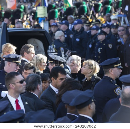 NEW YORK, NY - DECEMBER 27, 2014: US Vice President Joe Biden, Jill Biden, Andrew Cuomo & Sandra Lee attend Christ Tabernacle Church for the funeral of slain New York City Police Officer Rafael Ramos