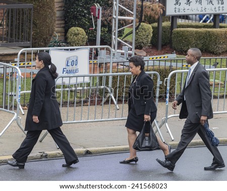 Brooklyn, NY - January 04, 2015: Attorney general nominee Loretta Lynch attends ceremony at Aievoli Funeral Home for the funeral of slain New York City Police Officer Wenjian Liu