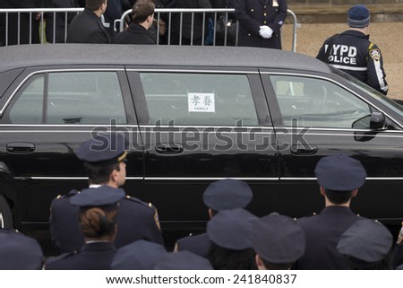 Brooklyn, NY - January 04, 2015: Atmosphere outside Aievoli Funeral Home for the funeral of slain New York City Police Officer Wenjian Liu