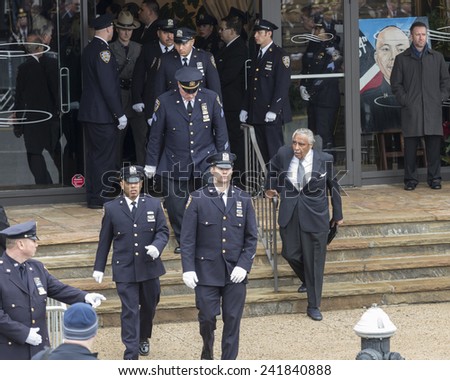 Brooklyn, NY - January 04, 2015: US representative Charles Rangel attends ceremony at Aievoli Funeral Home for the funeral of slain New York City Police Officer Wenjian Liu