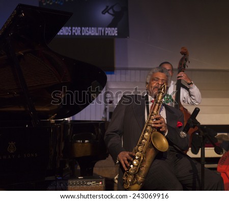 New York, NY - January 08, 2015: George Coleman plays as part of George Coleman quintetat Jazz Legends for Disability Pride concert at Quaker Friends Meeting House in Manhattan