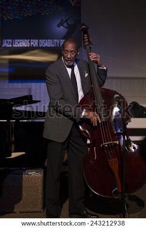 New York, NY - January 08, 2015: Ron Carter plays as part of Ron Carter trio at Jazz Legends for Disability Pride concert at Quaker Friends Meeting House in Manhattan