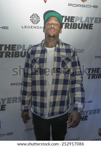 NEW YORK, NY - FEBRUARY 14, 2015: YG attends The Players\' Tribune multi-media sports platform Launch Party at Canoe Studios