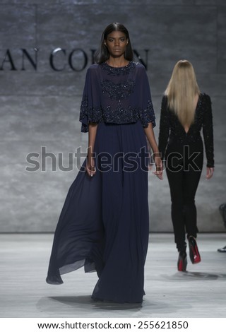 New York, NY - February 14, 2015: Model walks runway for Idan Cohen show at Fall 2015 Fashion Week at Lincoln Center