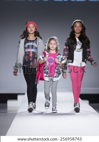 New York, NY - February 12,2015: Young models walk runway for Kids Rock Fashion show during Fall 2015 Fashion Week in Lincoln Center