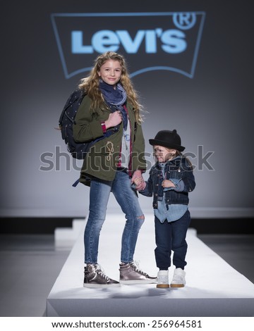 New York, NY - February 12,2015: Young models walk runway for Kids Rock Fashion show during Fall 2015 Fashion Week in Lincoln Center