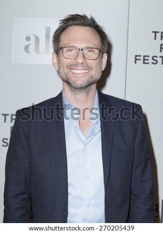 New York, NY - April 16, 2015: Christian Slater attends Tribeca Film Festival premiere of The Adderall Diaries film at BMCC Tribeca Performing Arts Center