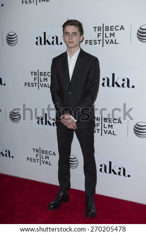 New York, NY - April 16, 2015: Timothee Chalamat attends Tribeca Film Festival premiere of The Adderall Diaries film at BMCC Tribeca Performing Arts Center