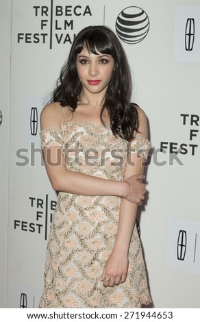 New York, NY - April 22, 2015: Hannah Marks attends Tribeca Film Festival premiere of Maggie movie at BMCC Performing Arts Center