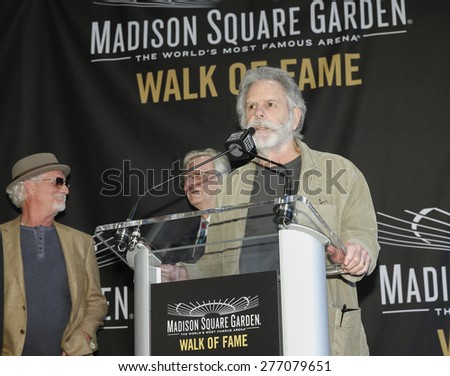 New York, NY - May 11, 2015: Bob Weir speaks at the Madison Square Garden 2015 Walk of Fame Inductions Ceremony at Madison Square Garden