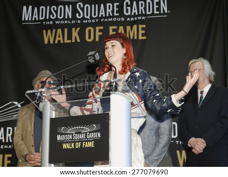 New York, NY - May 11, 2015: Reya Hart speaks at the Madison Square Garden 2015 Walk of Fame Inductions Ceremony at Madison Square Garden