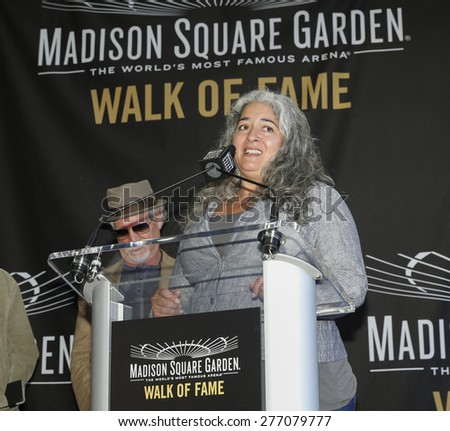 New York, NY - May 11, 2015: Trixie Garcia speaks at the Madison Square Garden 2015 Walk of Fame Inductions Ceremony at Madison Square Garden