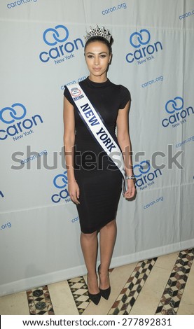 New York, NY - May 13, 2015: Miss New York 2015 Iman Oubou attends 21st Annual New York City gala to benefit Caron\'s patient scholarship fund at Cipriani 42nd street