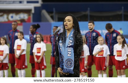 New York, NY - May 15, 2015: National Anthem has been sang game between New York City Football Club and Chicago Fire FC at Yankee Stadium