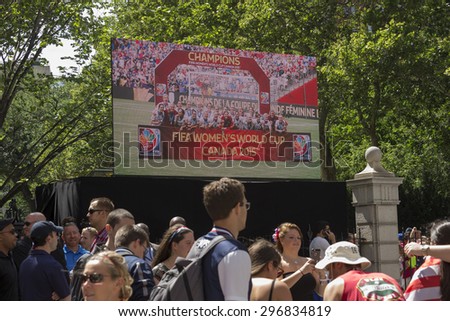 New York, NY USA - July 10, 2015:  Atmosphere during New York City Ticker Tape Parade For World Cup Champions U.S. Women Soccer National Team on Broadway