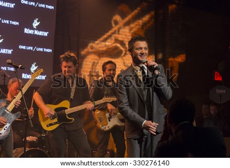 New York, NY - October 20, 2015: Jeremy Renner & Brother Sal & The Devil May Care perform at the The House Of Remy Martin One Life/Live Them Launch Event With Jeremy Renner at ArtBeam