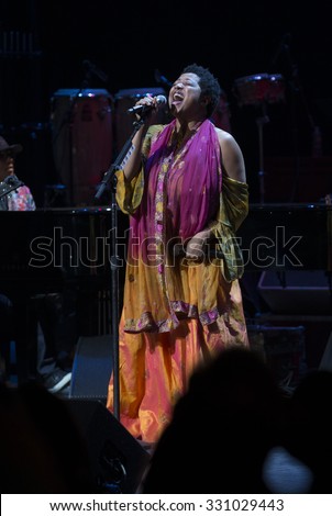 New York, NY - October 22, 2015: Lisa Fischer preforms during Great NIght in Harlem fundraising concert for Jazz Foundation of America at Apollo theater