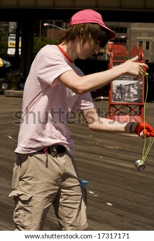 Drew White is performing off stage at international yo-yo competition in New York as part of RiverToRiver festival