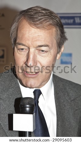 NEW YORK - APRIL 22 Anchor Charlie Rose gives an interview on arrival at the premiere of Woody Allen new film \'Whatever Works\