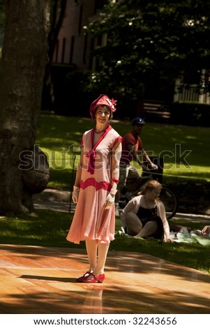 NEW YORK - JUNE 6: Women in period clothing attend 5th Annual Jazz age concert and picnic on Governors Island on June 6 2009 in New York