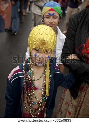 NEW YORK - JUNE 20: an unidentified little girl attends the 2009 Mermaid Parade at Coney Island on June 20 2009 in the Brooklyn borough of New York City.