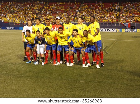 EAST RUTHERFORD NJ - AUGUST 12: Team Ecuador poses during the International Friendly match against Jamaica at Giants Stadium on August 12 2009 in East Rutherford NJ