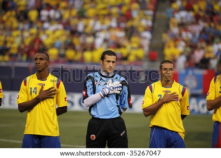 EAST RUTHERFORD NJ - AUGUST 12: Team Colombia poses during the International Friendly match against Ecuador at Giants Stadium on August 12 2009 in East Rutherford NJ