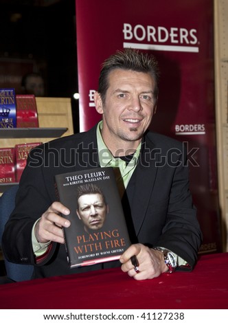 NEW YORK - NOVEMBER 17: Theo Fleury signing his book \'Playing with Fire\' at Borders bookstore on November 17 2009 in New York City.